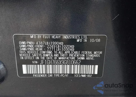 2009 Subaru Impreza Wrx z USA, uszkodzony, nr VIN JF1GH766X9G810662